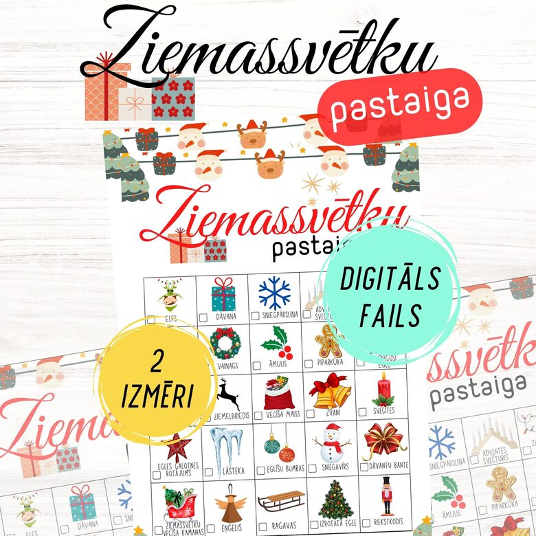 Ziemassvētku pastaigu spēle bērniem, digitāls PDF fails